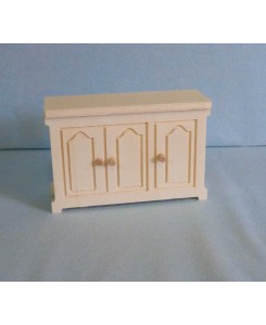 Meuble bas 3 portes miniature en bois pour maison de poupées 1/12ème