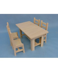 PACK table + 4 chaises 1/5ème TOUTENKIT