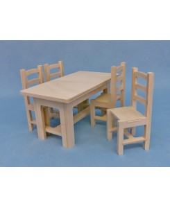 Table et chaises solide en bois pour poupées barbie