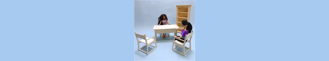 Mobilier de bureau et d'école pour poupées 1/6ème (Barbie)