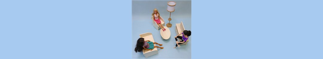 Meubles de salon et séjour en Bois 1/6ème pour maison Barbie