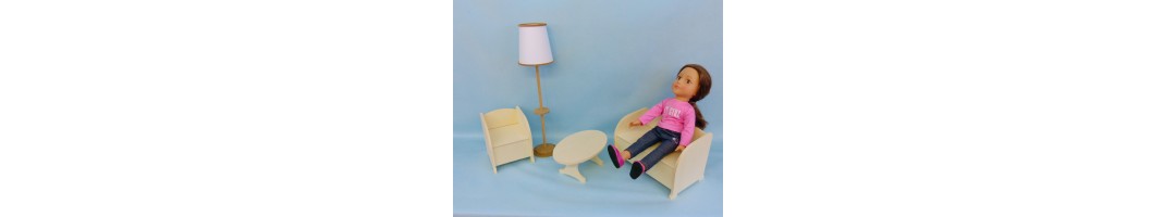 Salon et séjour pour meubler les poupées 1/4ème (40 à 50 cm)